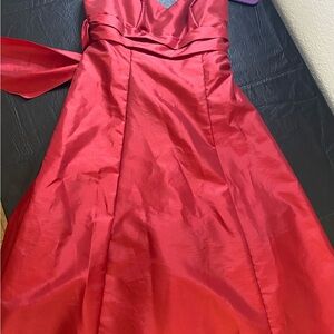 David's Bridal Rich Red Satin Dress
